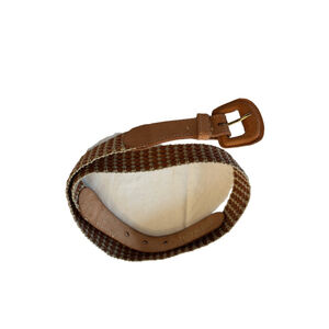 Women's WOODWARD Brown & Beige Woven Belt One Size Vintage Y2K